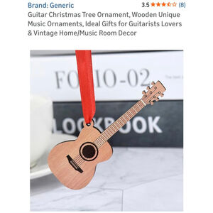 Unisex Generic Guitar Christmas Tree Ornament One Size Brown Red